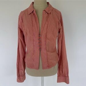 Free People Coral Button-Up Top